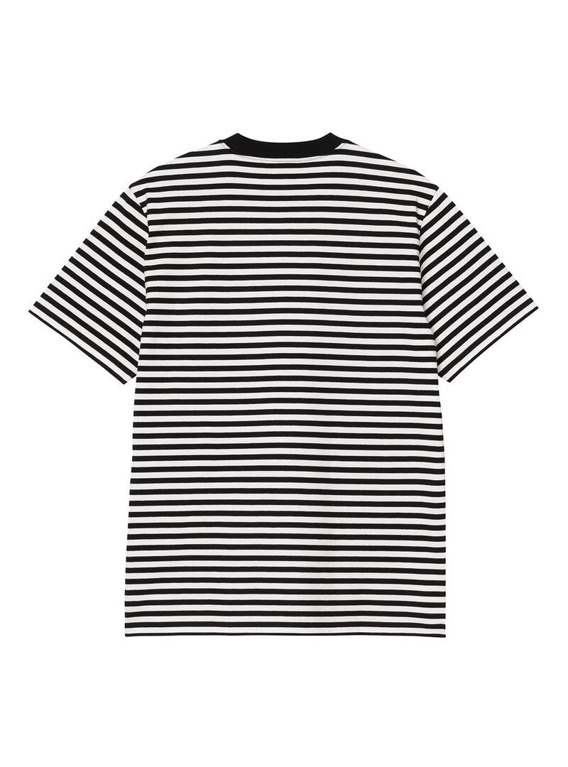 Camiseta Hombre Carhartt WIP Ezra Pocket Rayas Negra