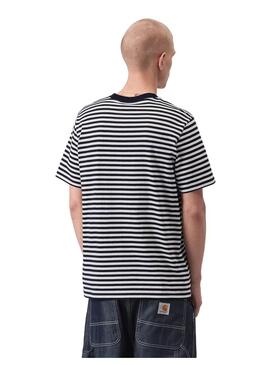 Camiseta Hombre Carhartt WIP Ezra Pocket Rayas Negra