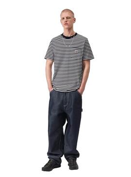 Camiseta Hombre Carhartt WIP Ezra Pocket Rayas Negra