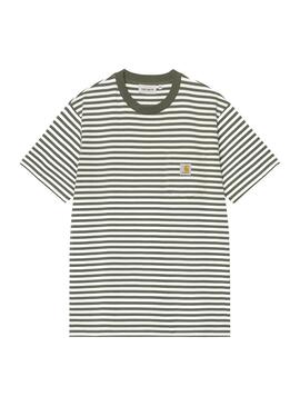 Camiseta Hombre Carhartt WIP Ezra Pocket Rayas Verde