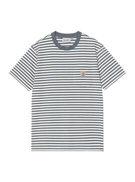 Camiseta Hombre Carhartt WIP Ezra Pocket Rayas Azul