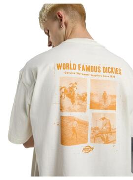 Camiseta Hombre Dickies Wolfhurst Blanca Mostaza