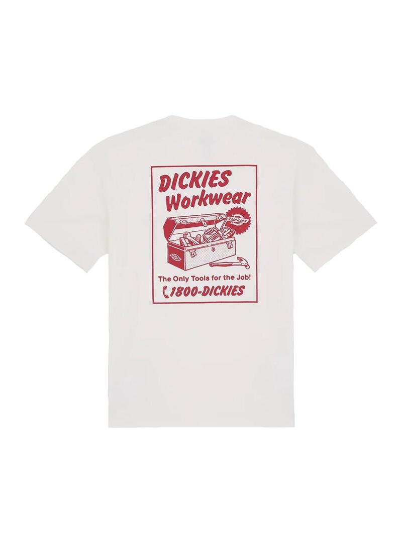 Camiseta Hombre Dickies Drt Ridge Blanca Roja