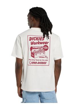Camiseta Hombre Dickies Drt Ridge Blanca Roja