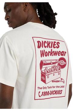 Camiseta Hombre Dickies Drt Ridge Blanca Roja