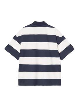 Polo Hombre Carhartt WIP Delray Azul Blanco