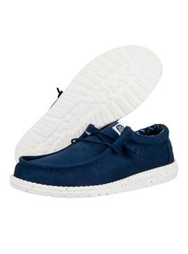 Zapato Hombre Hey Dude Wally Stretch Canvas Azul Marino