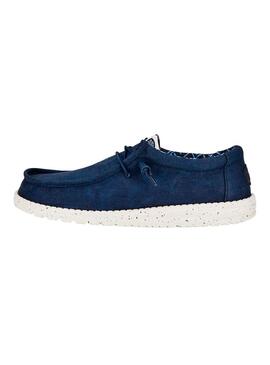 Zapato Hombre Hey Dude Wally Stretch Canvas Azul Marino