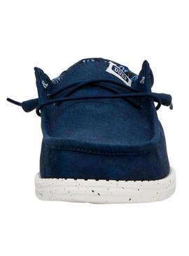 Zapato Hombre Hey Dude Wally Stretch Canvas Azul Marino