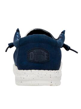 Zapato Hombre Hey Dude Wally Stretch Canvas Azul Marino