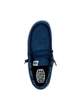 Zapato Hombre Hey Dude Wally Stretch Canvas Azul Marino