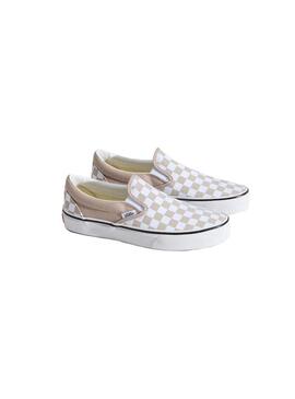 Zapatilla Unisex Vans Slip On Cuadros Beige