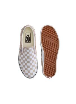 Zapatilla Unisex Vans Slip On Cuadros Beige