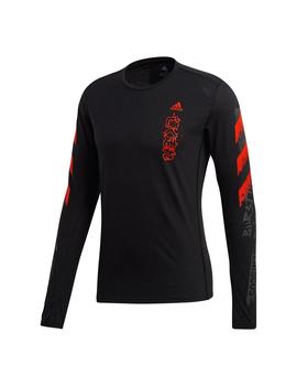 Camiseta Hombre adidas Fast GFX Negro/Naranja