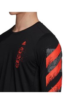 Camiseta Hombre adidas Fast GFX Negro/Naranja